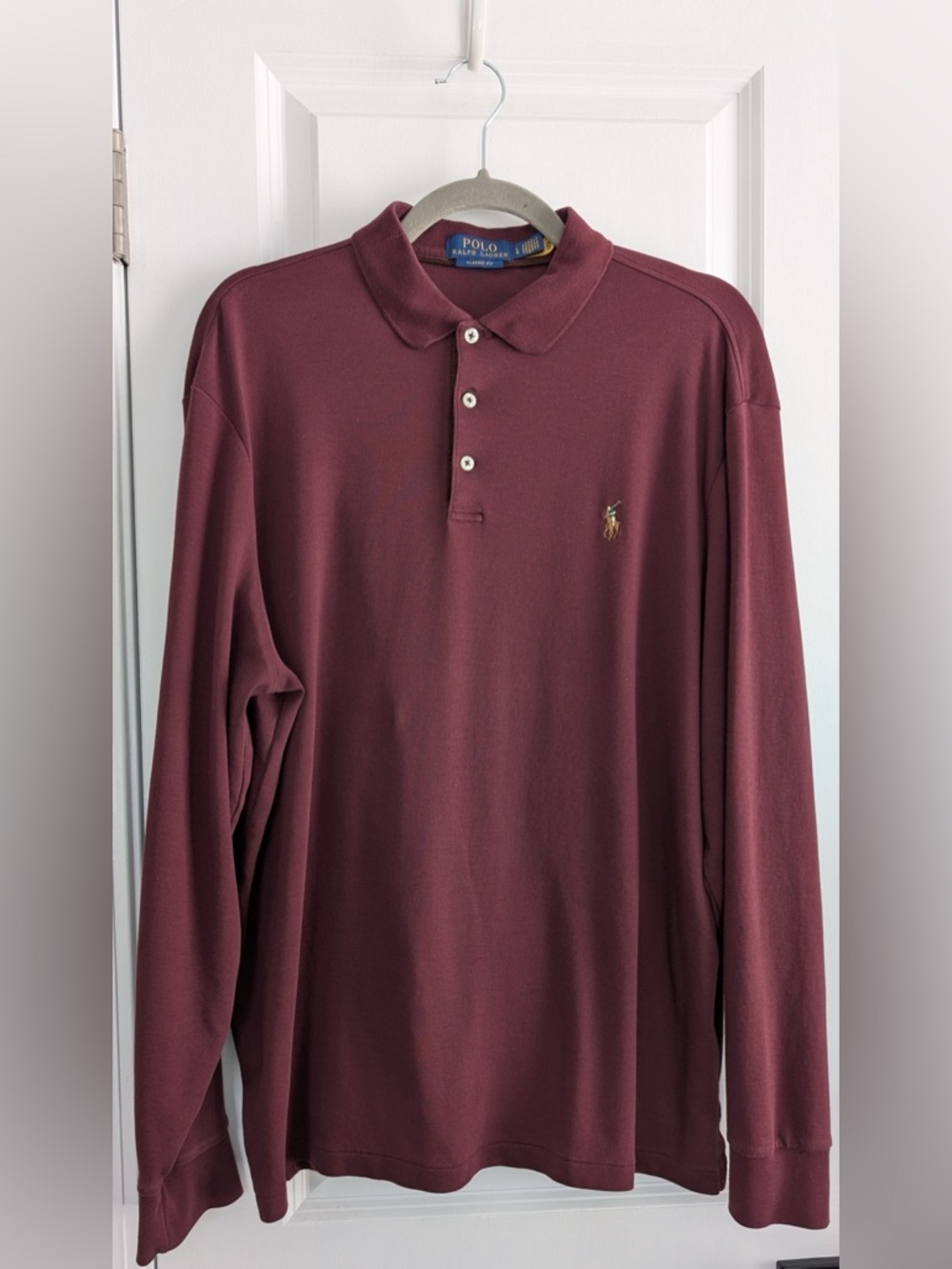 Polo Ralph Lauren Men’s Classic Fit Soft Cotton Polo Shirt LS Burgundy Size L